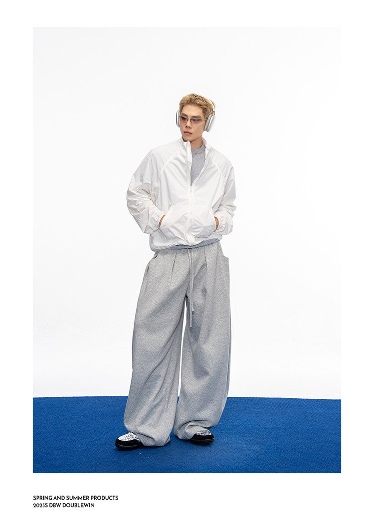 Casual Wide-Leg Sweatpants with Drawstring