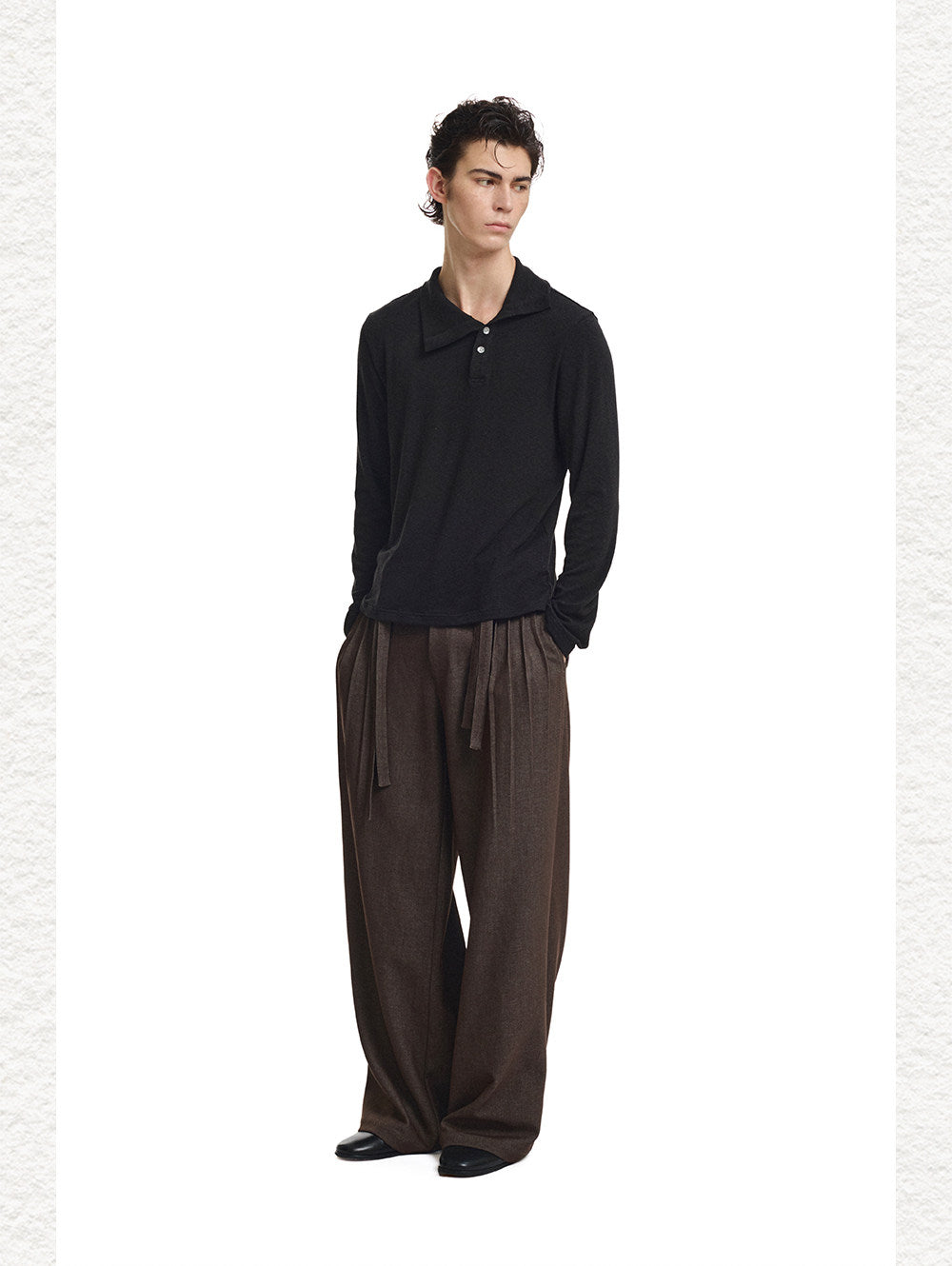 Henry Diagonal Collar  Stretch T-Shirt