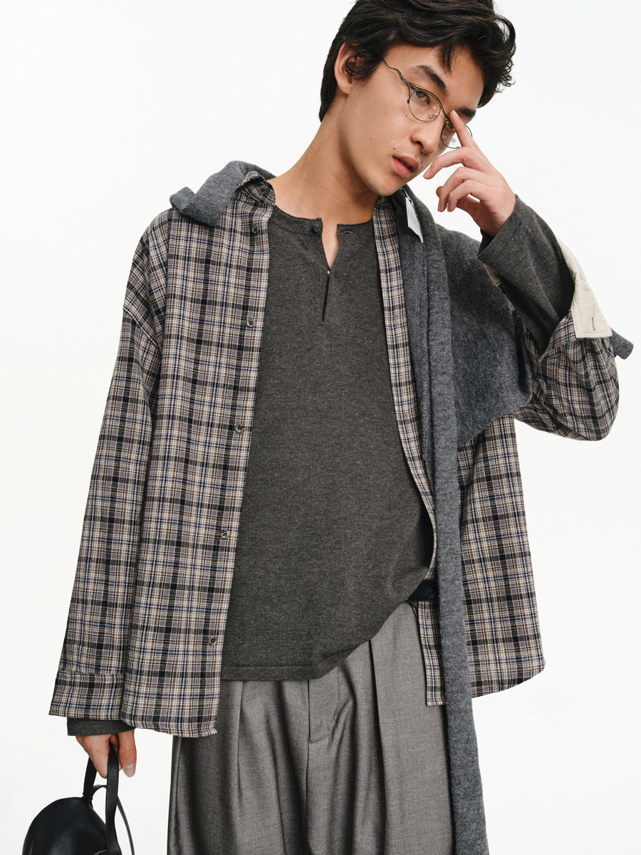 Contrast Color Casual Shirt