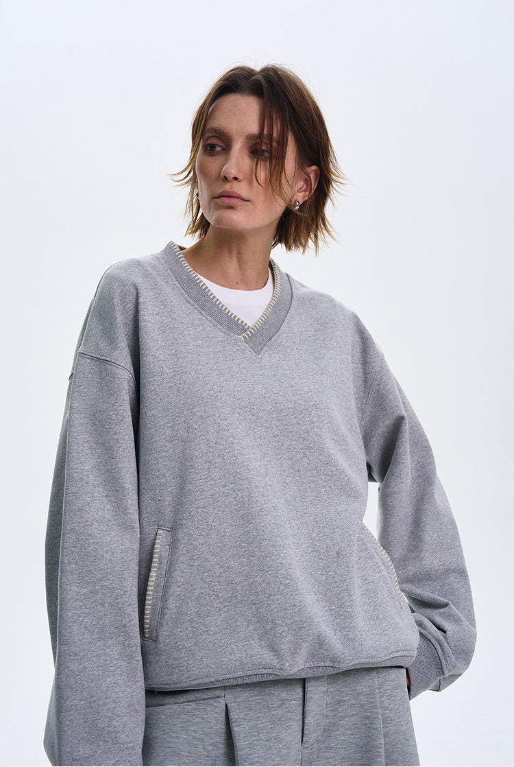 High-end V-neck sweatshirt