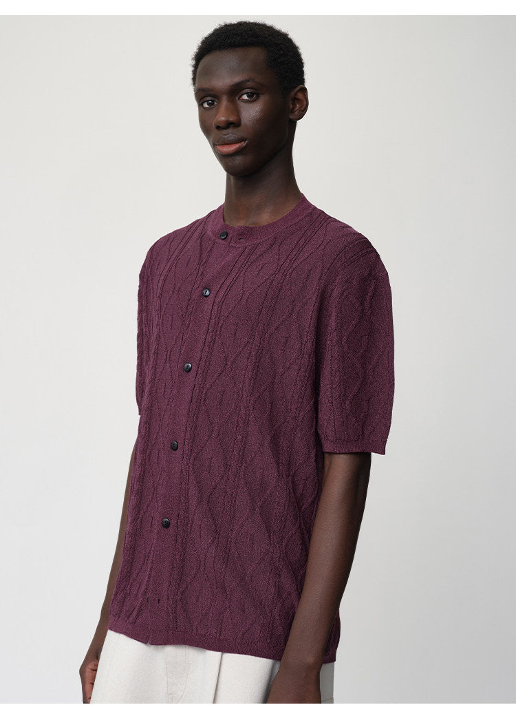Crew-neck Cutout Cardigan