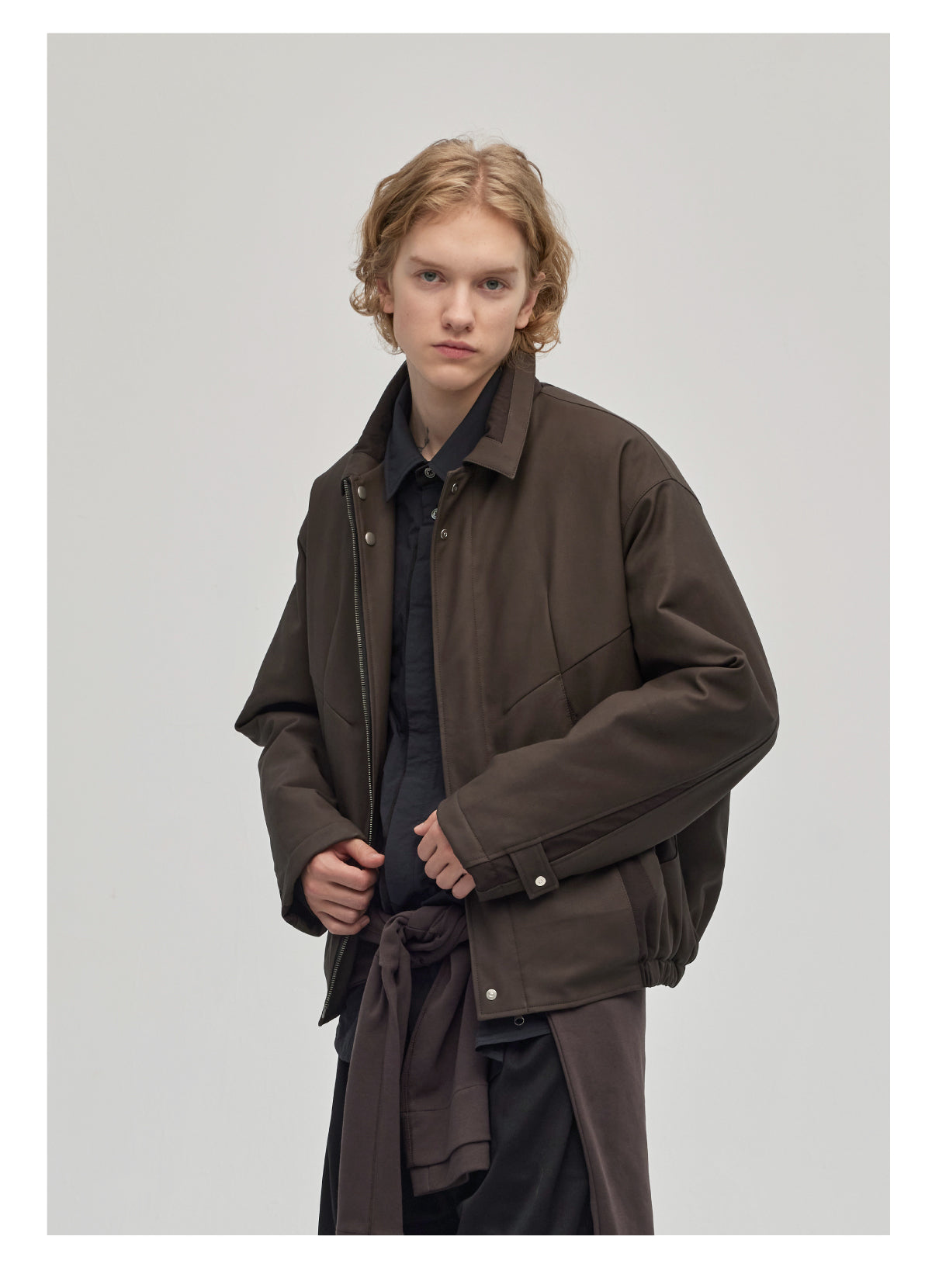 PU leather stitched short jacket