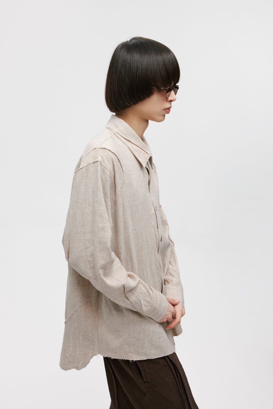 Raw-edge design jacquard shirt