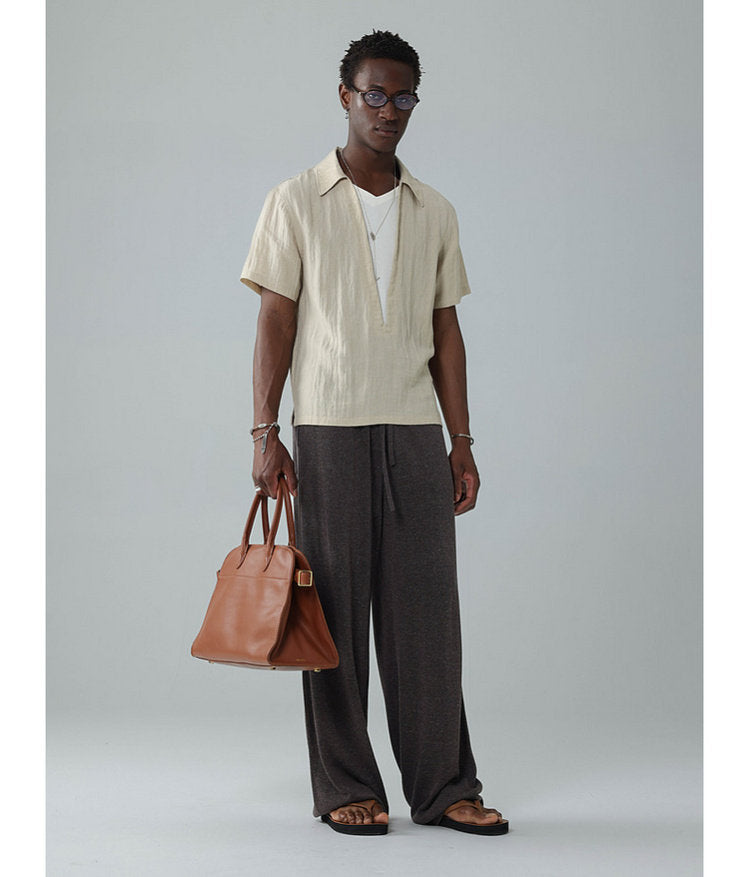 Faux Two-Piece V-Neck Pullover Shirt