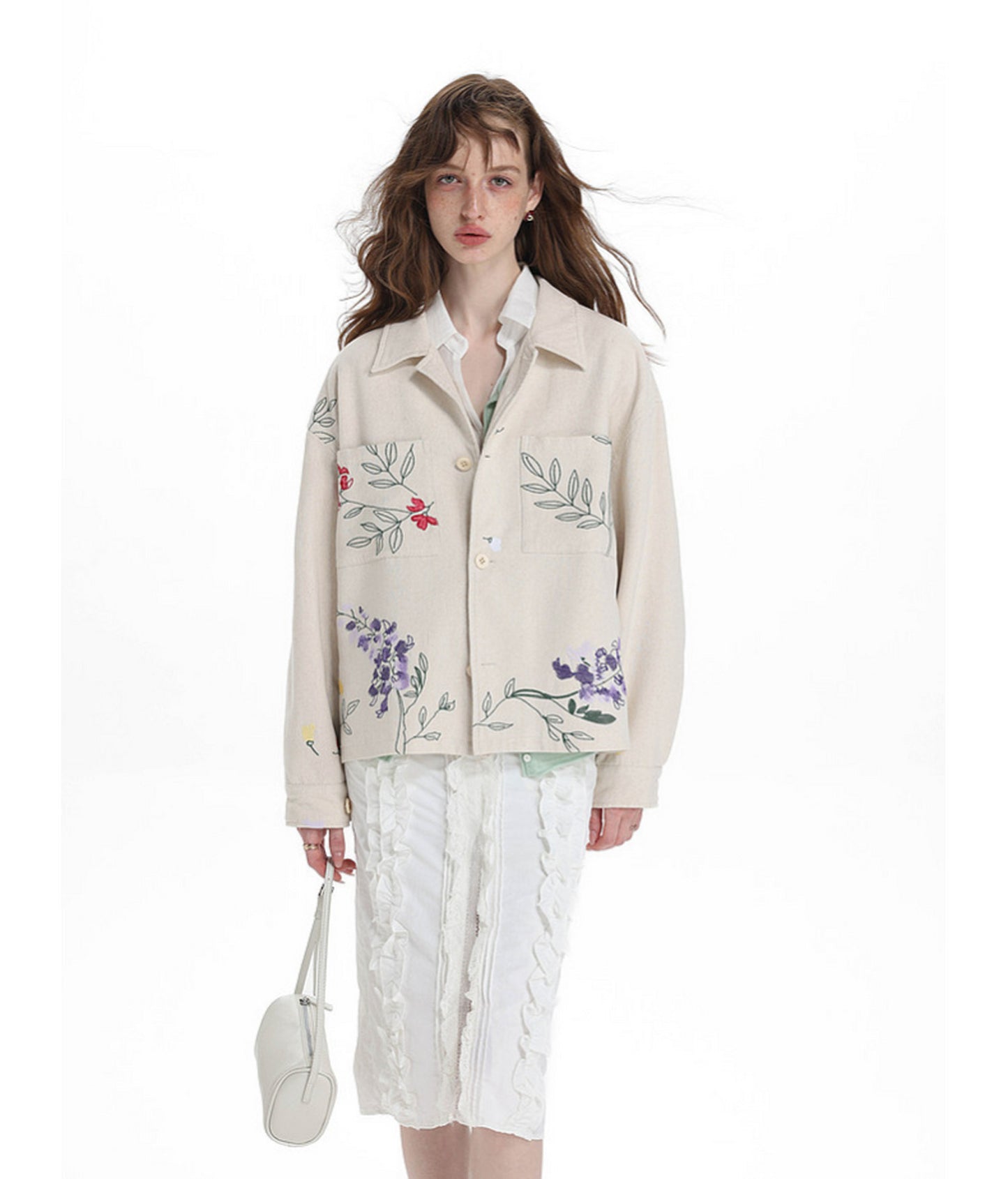 All-Over Embroidered Linen-Blend Jacket