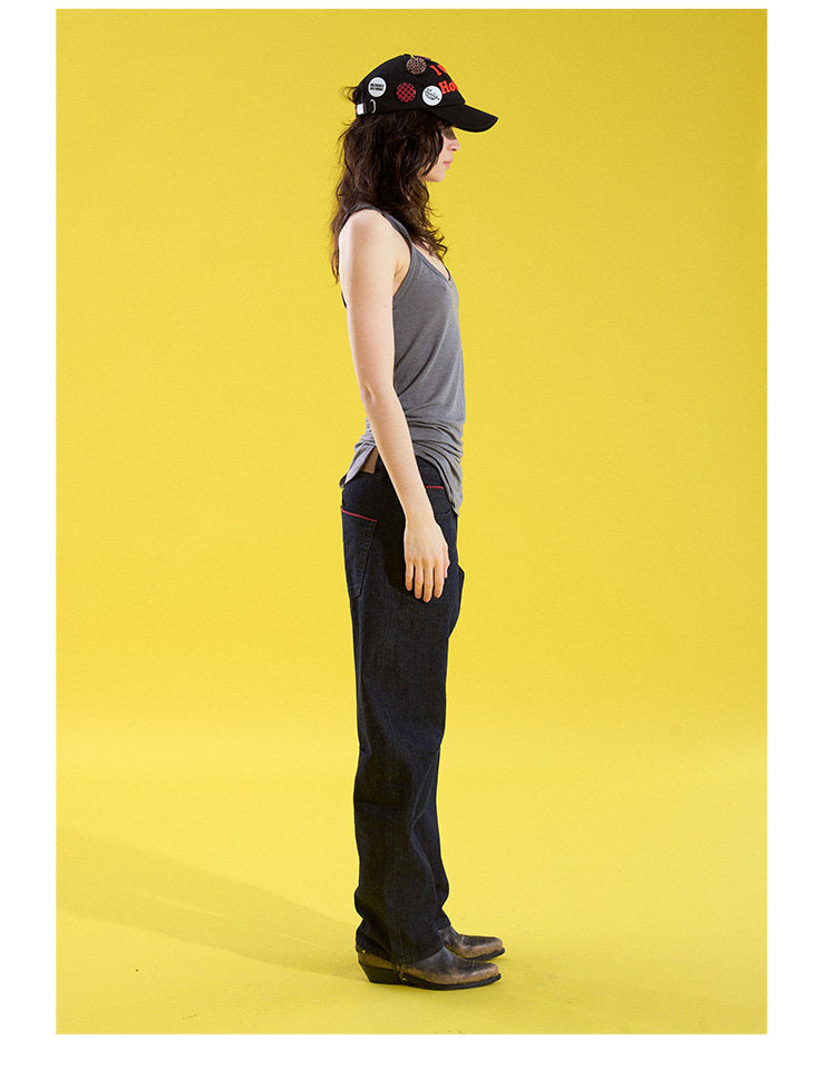 Slim-Fit Pleated Denim Pants