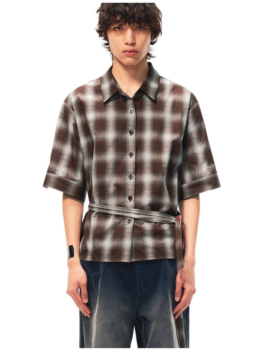 Checkered Shirt with Detachable Belt