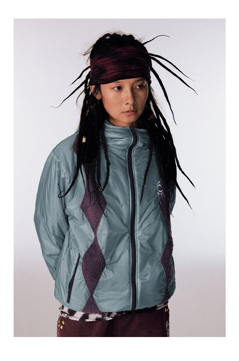 Diamond-Pattern Cotton Padded Jacket