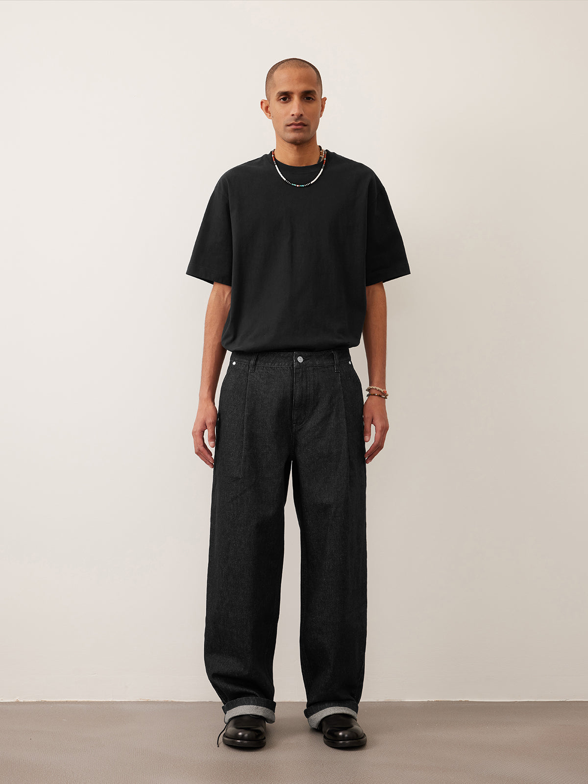 Single Pleats Loose Straight Jeans 12.25 oz.