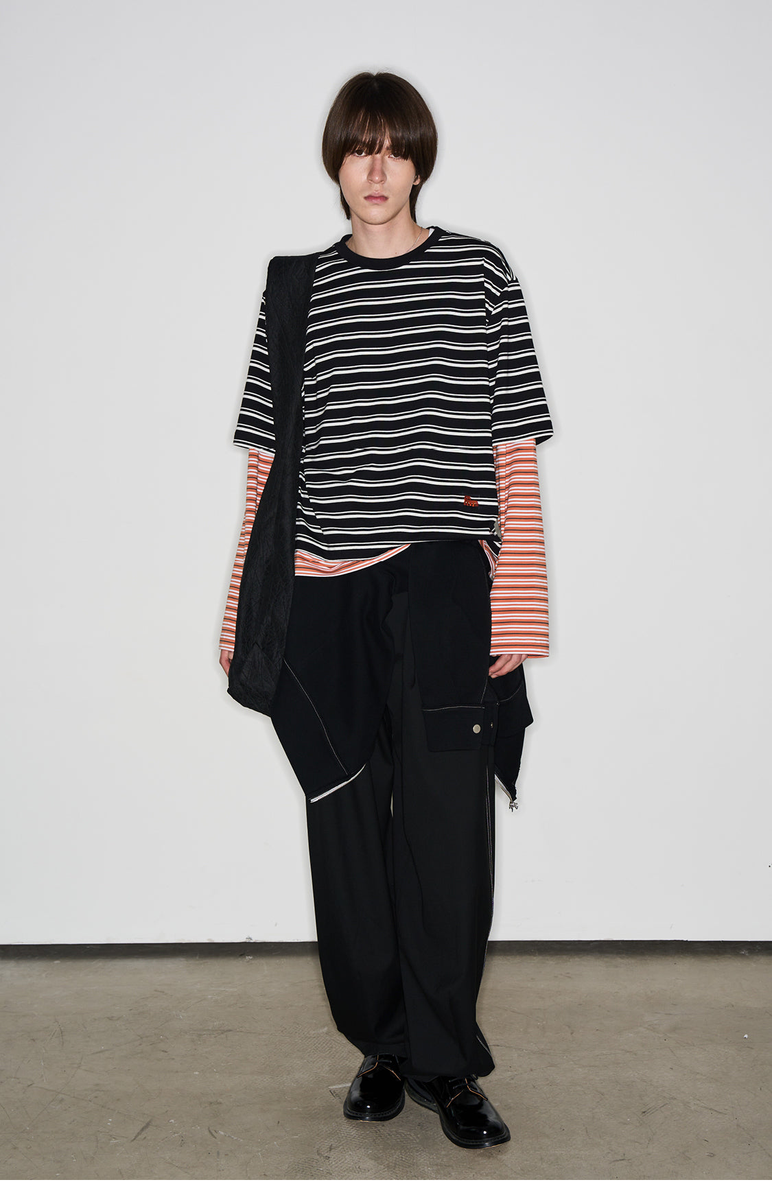 Striped faux two-piece T-shirt