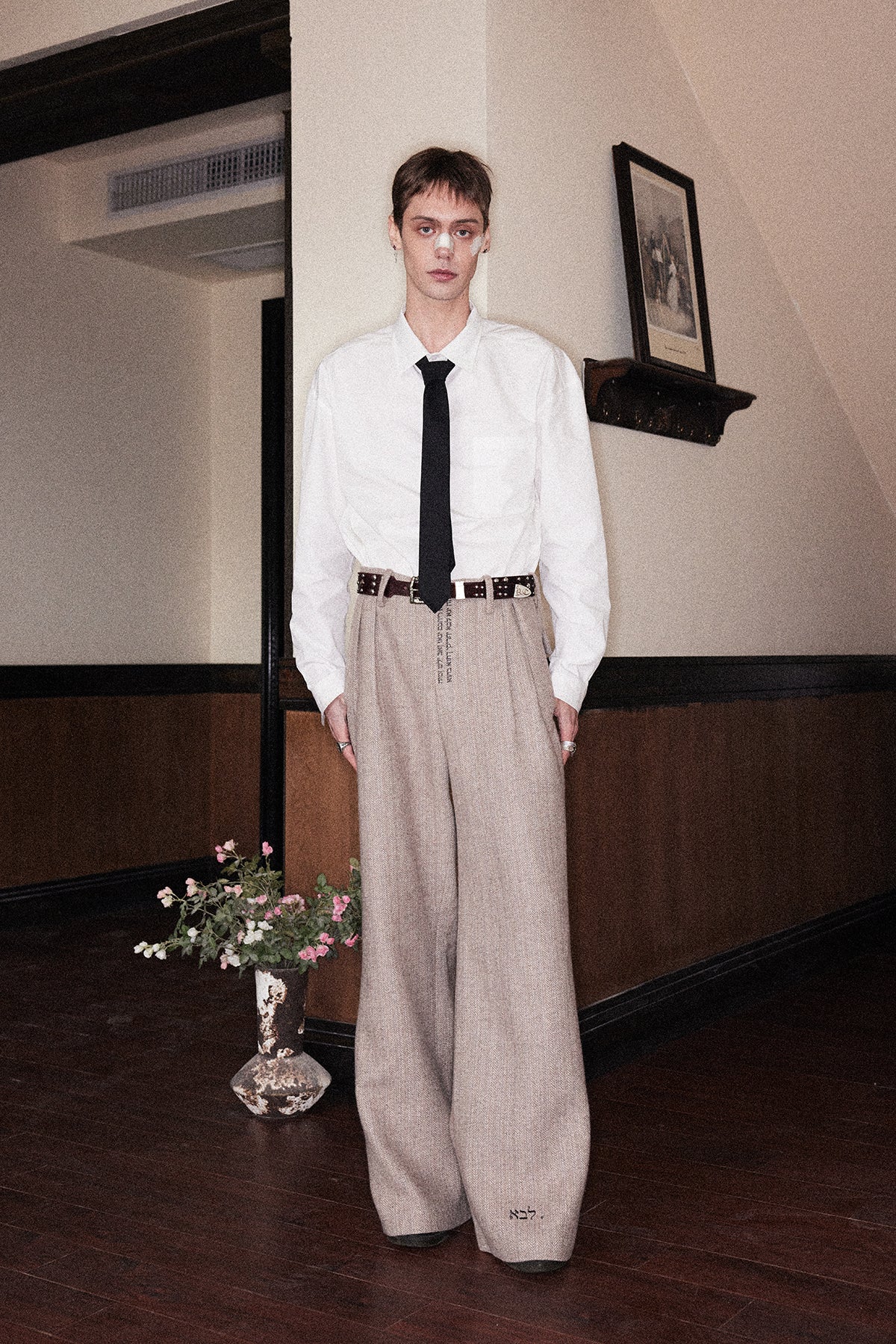 Paper Button Printed Patch Shirt