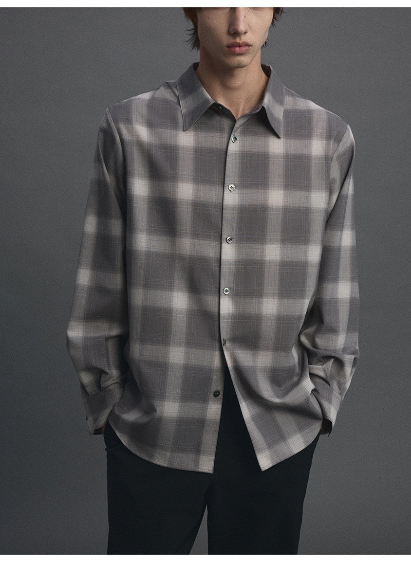 Worsted Wool Checkered Shirt