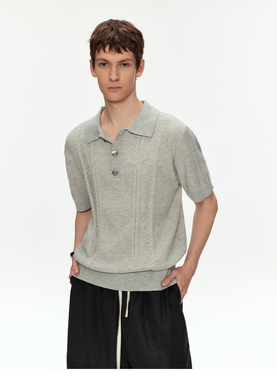 Wool-Blend Knit Polo Shirt
