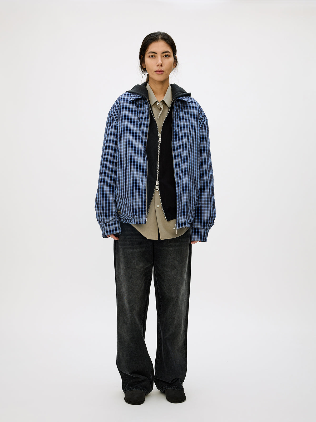 Checkered White Duck Down Jacket