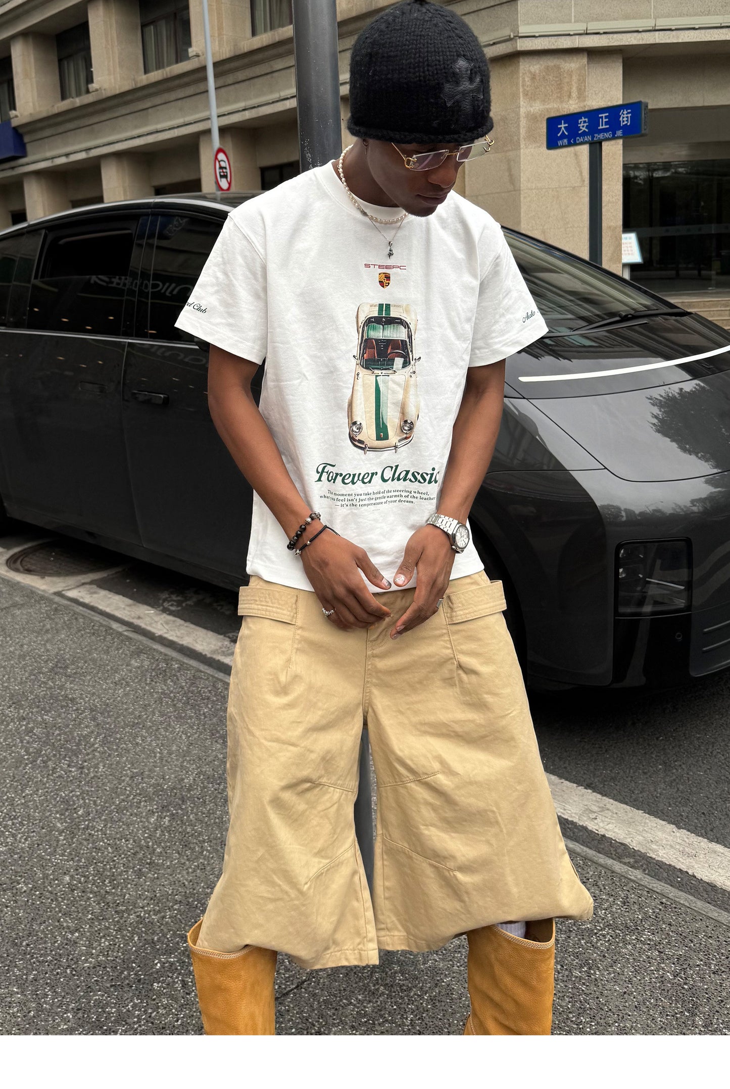 Digital Print Round-Neck Loose-Fit T-Shirt