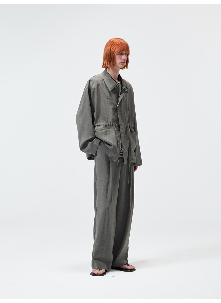 Casual Pants with a Partial Elastic Waistband