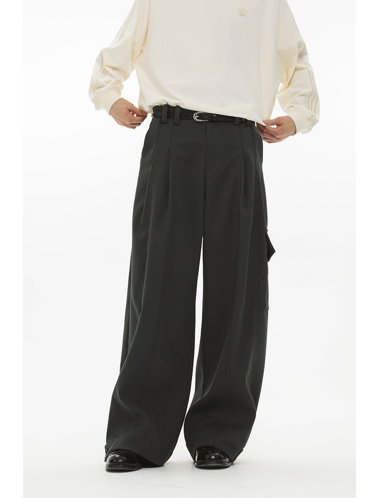 Draped Silhouette Wide Leg Pants