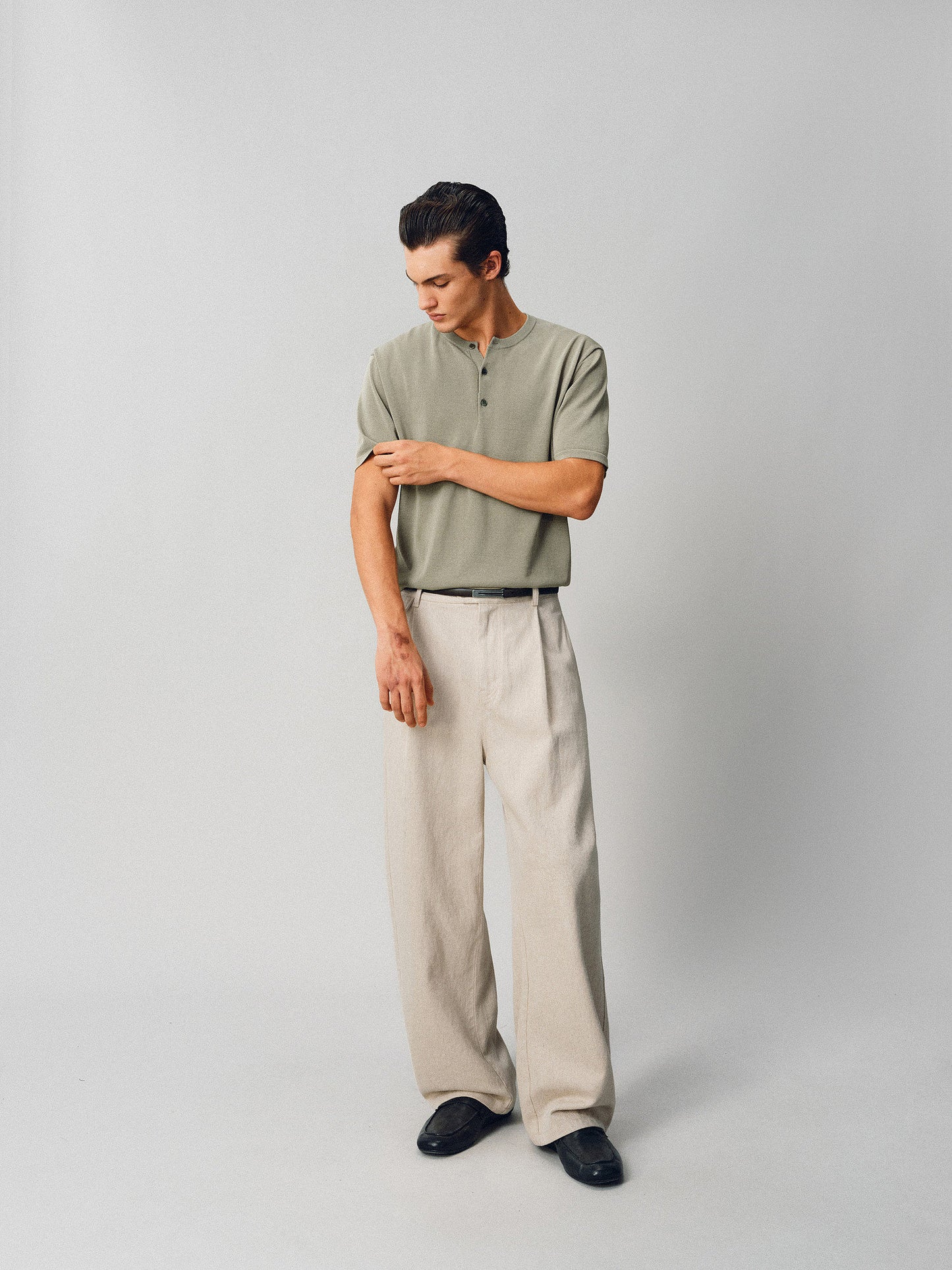 Linen-Blend Simple Casual Pants