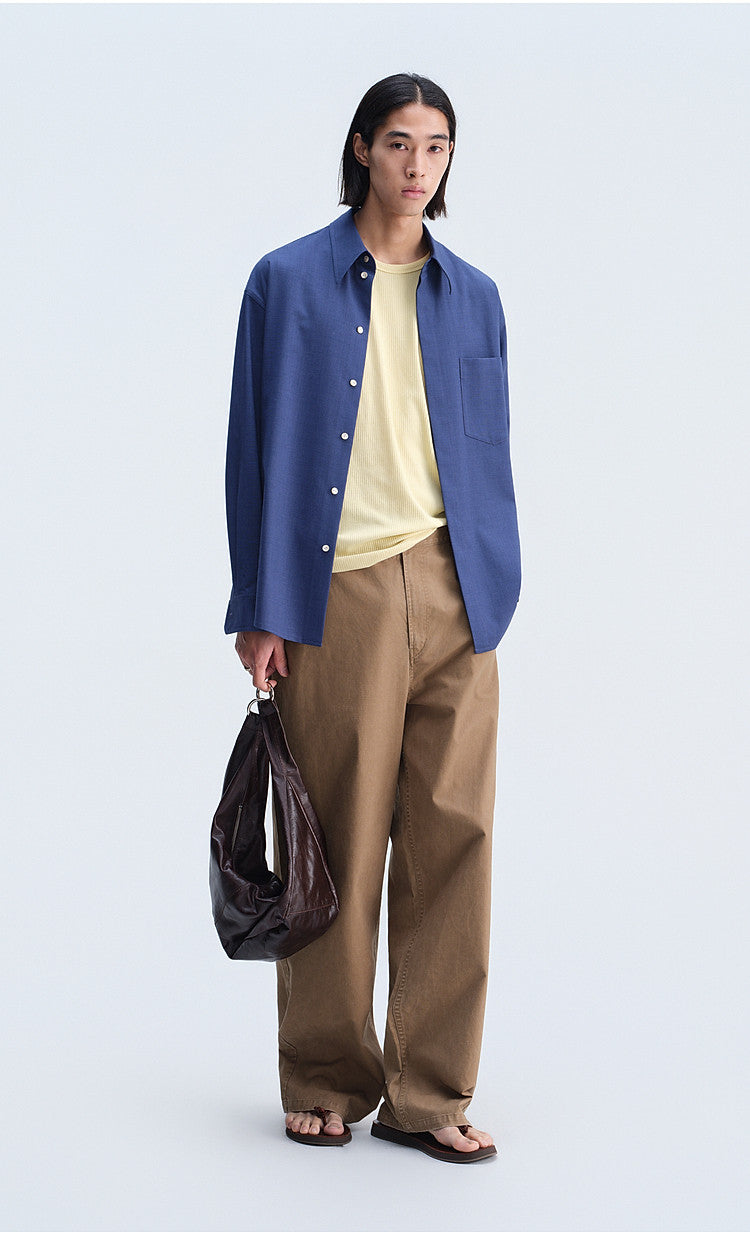 Relaxed-Fit French Workwear Casual Pants