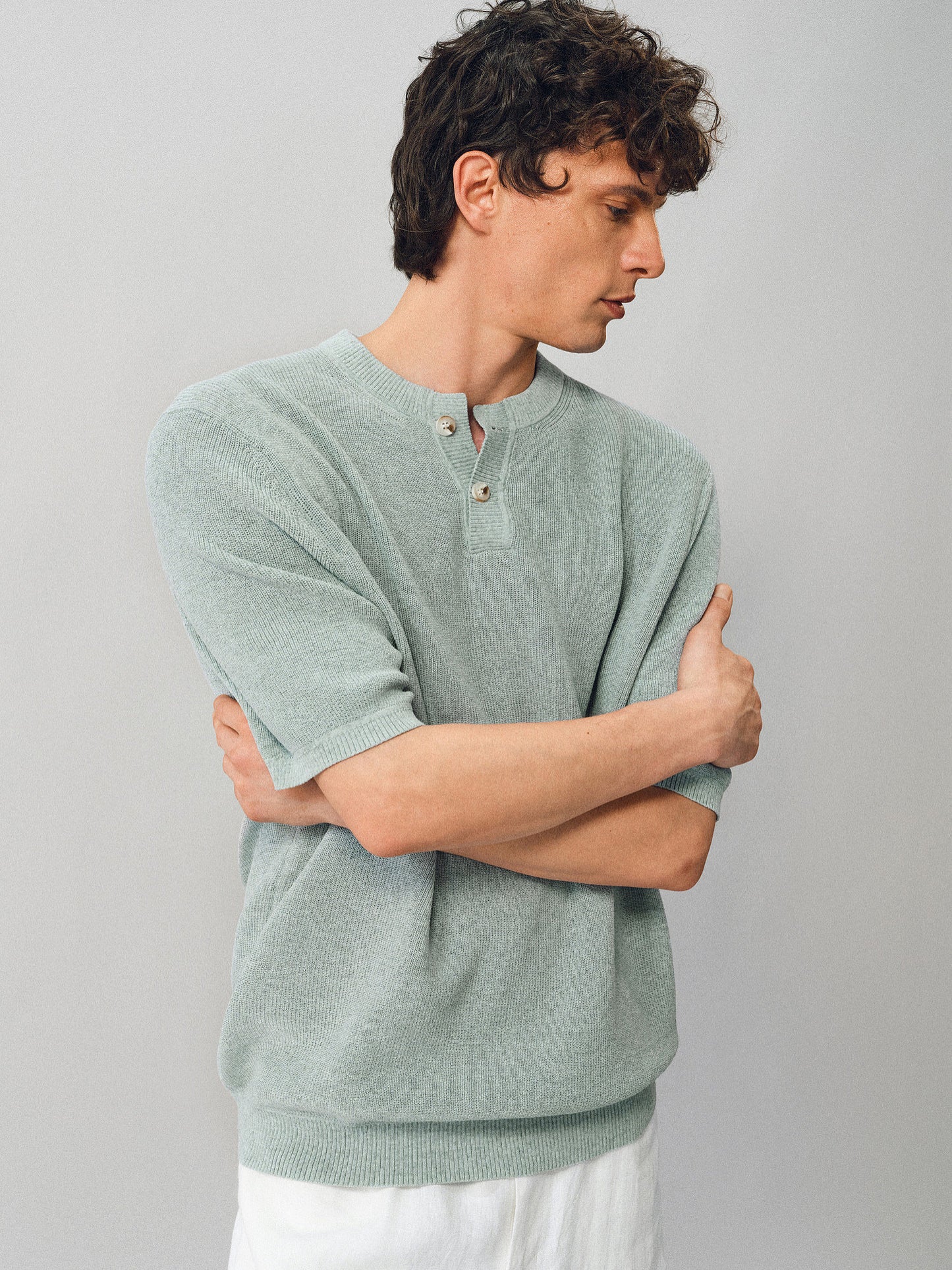 Henley Neck Linen Knit