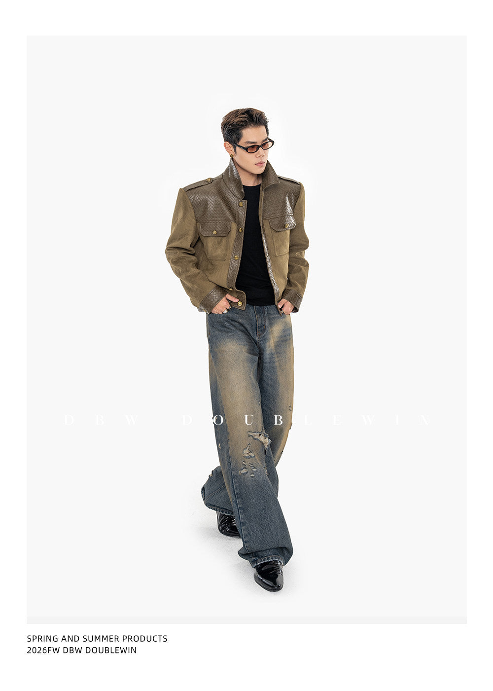 Retro Water-Washed Distressed Denim Pants
