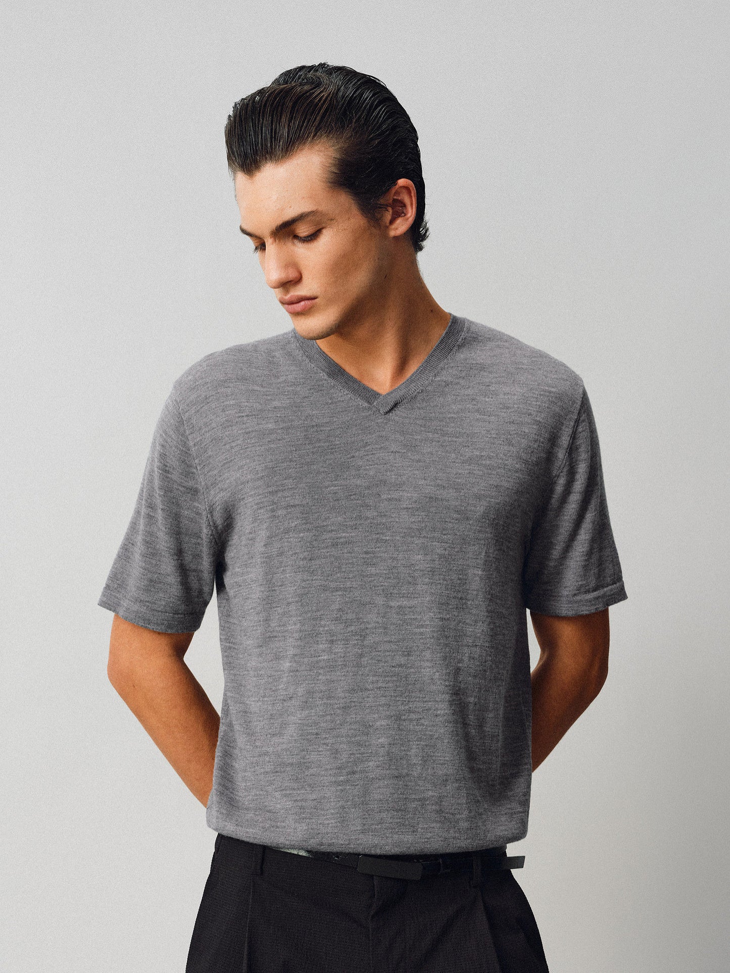 V-neck Wool Knit Shirt