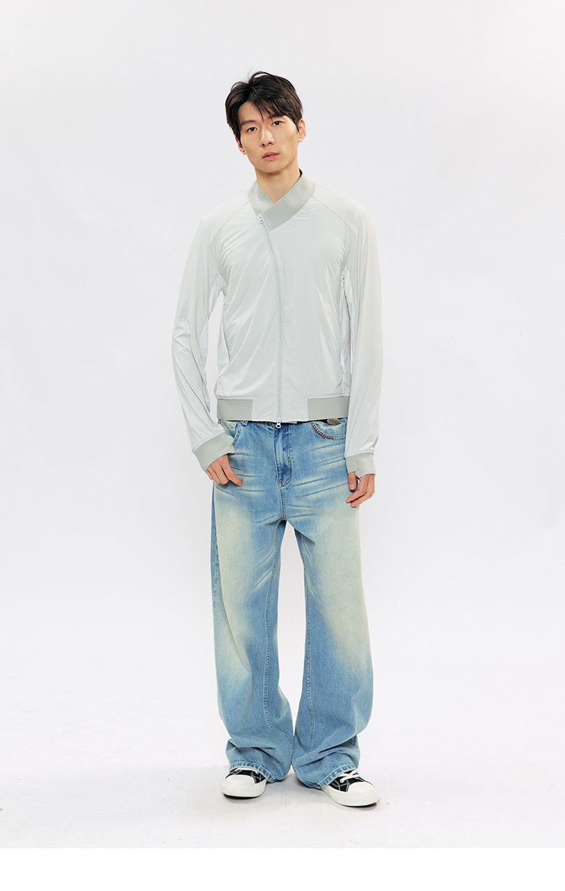 Diagonal Zipper Slim-Fit Jacket
