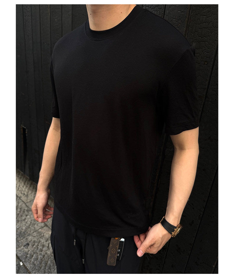 Straight-Shoulder Crew-Neck T-Shirt