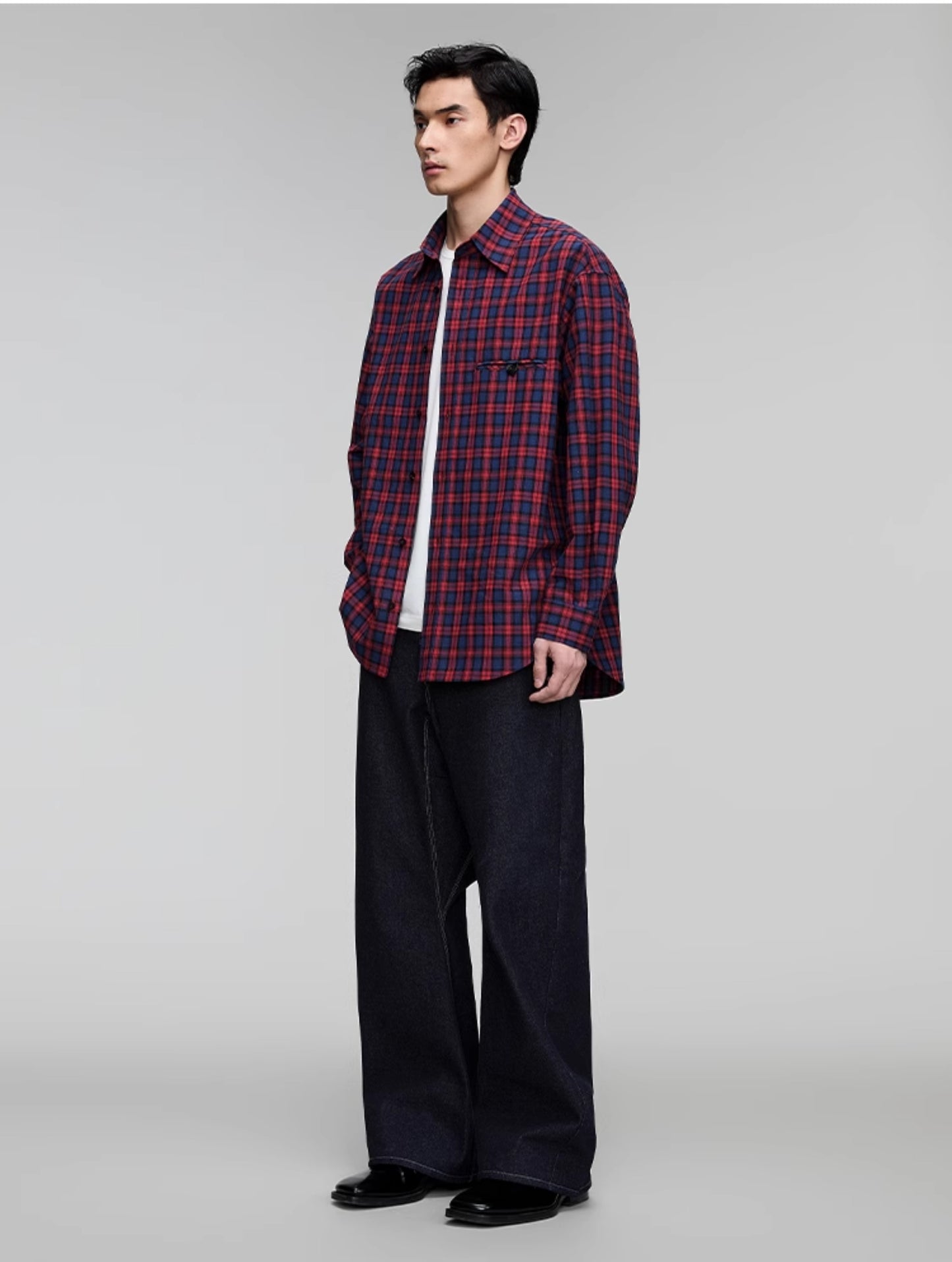 Plaid double pocket shirt