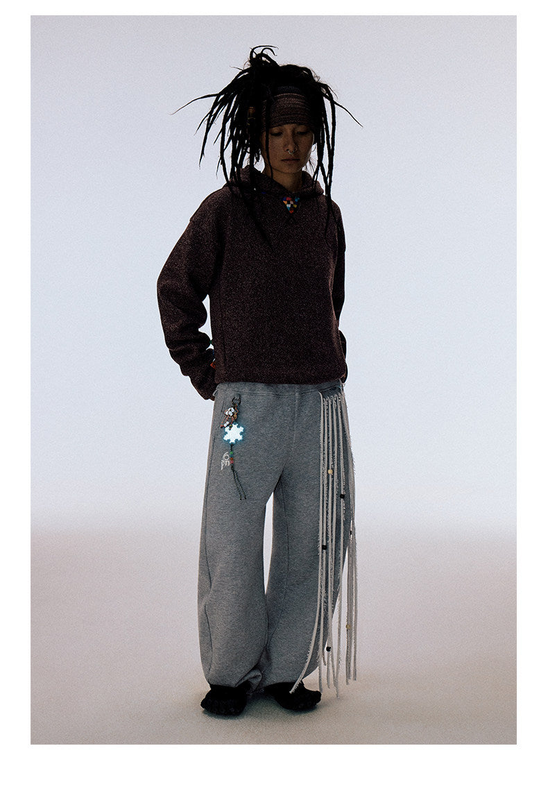 Sweatpants with Beaded Tassels