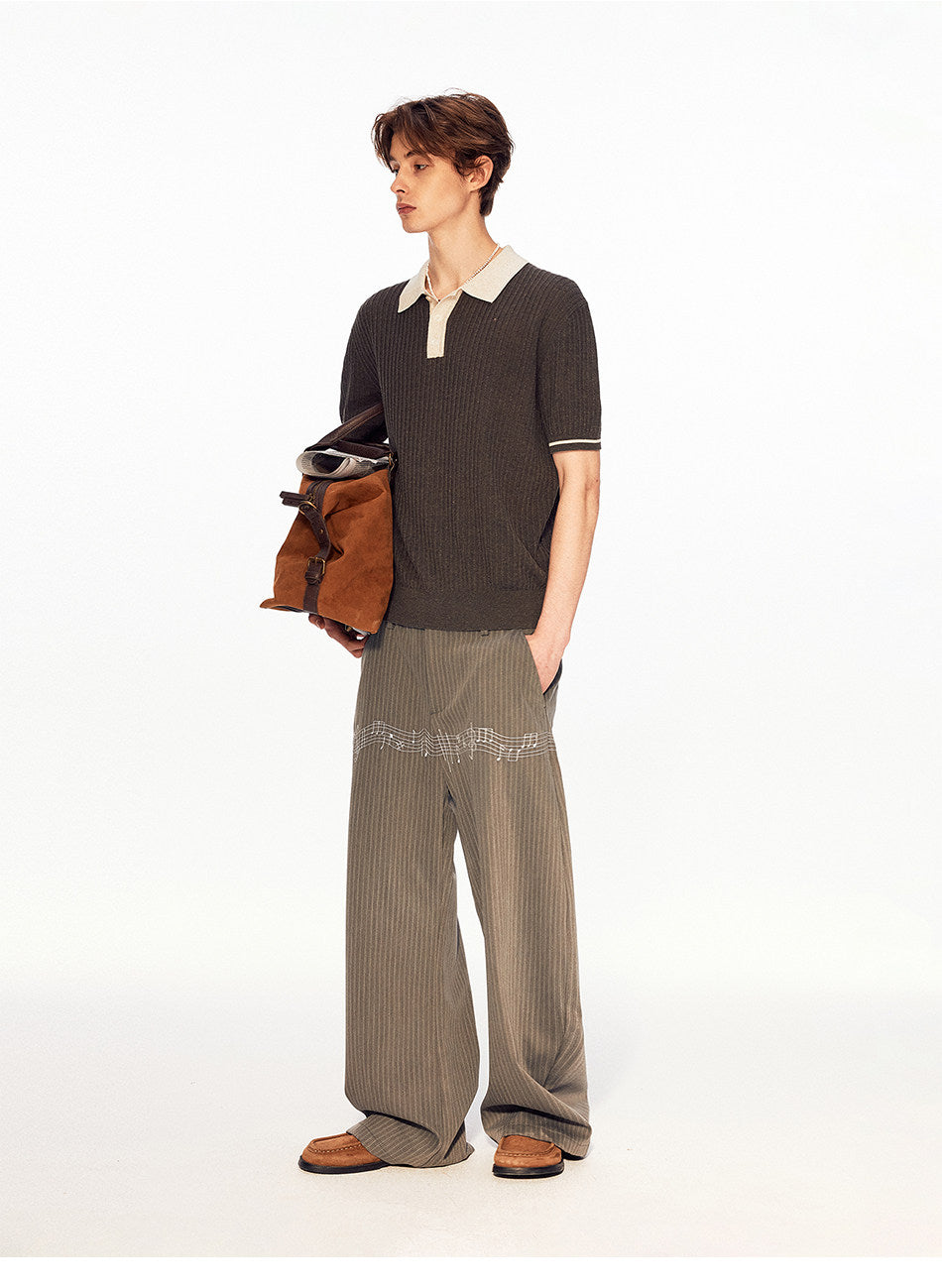 Niche Design Contrast-Color Knit Shirt