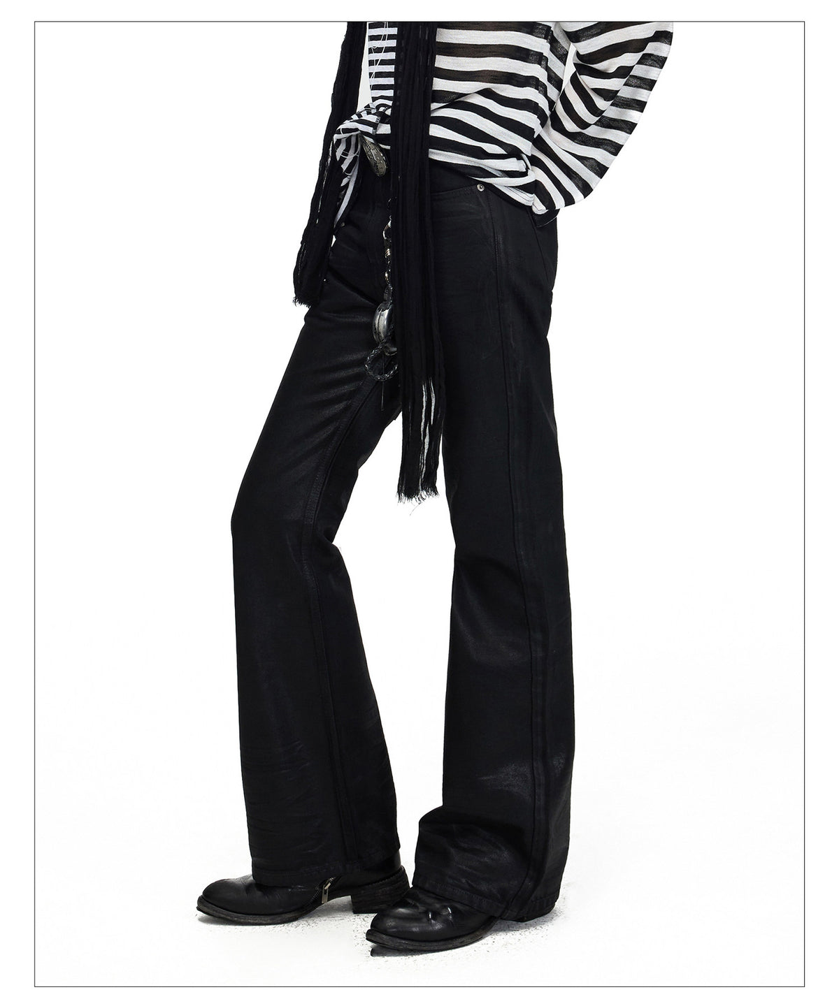 Matte-Wax Finish Skinny Denim Pants