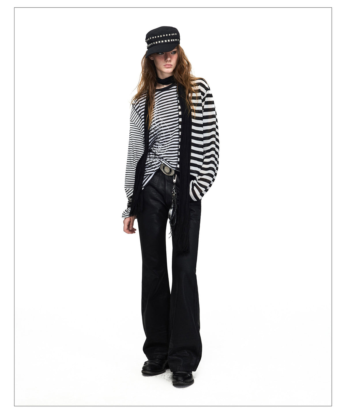 Matte-Wax Finish Skinny Denim Pants