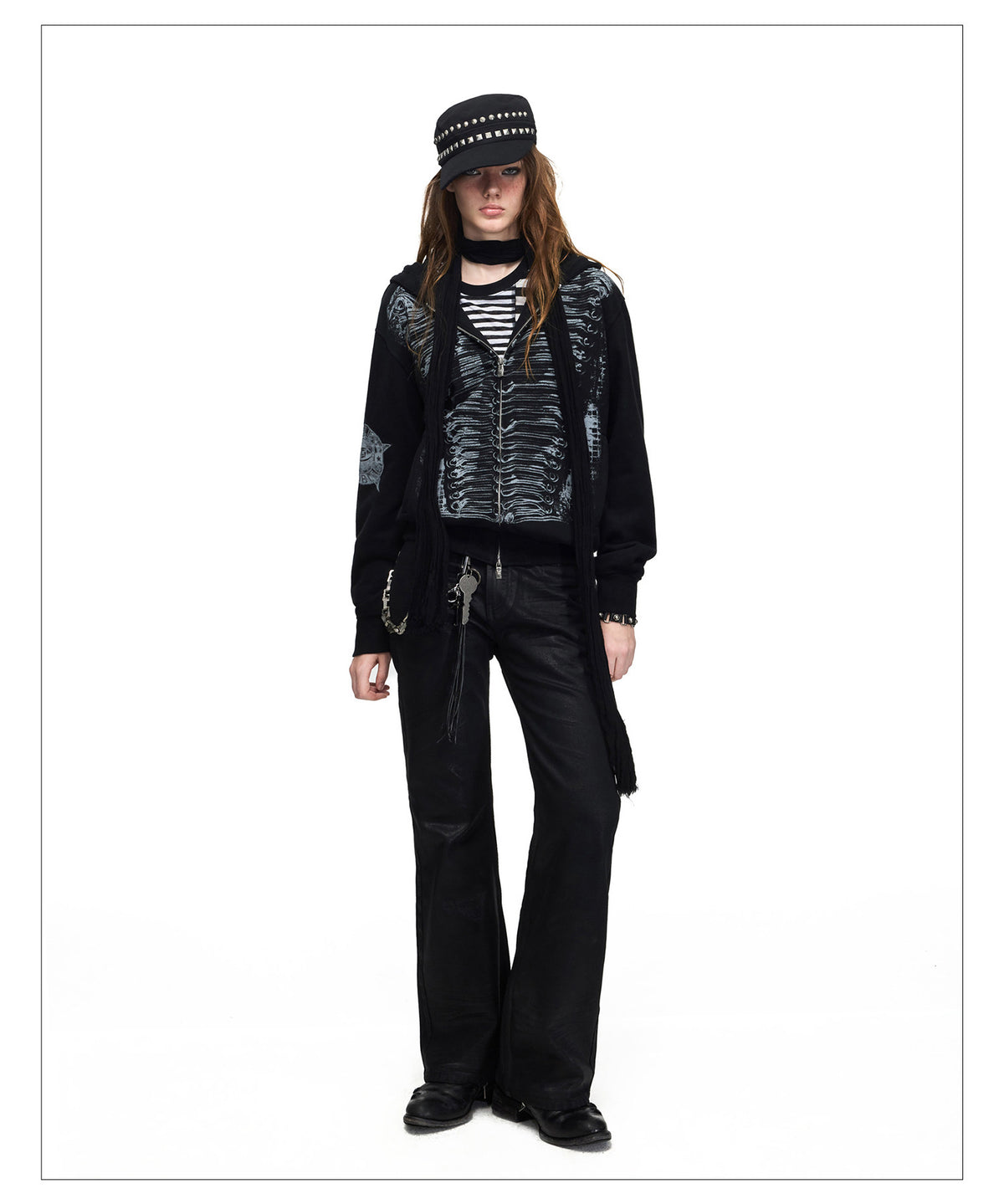 Matte-Wax Finish Skinny Denim Pants