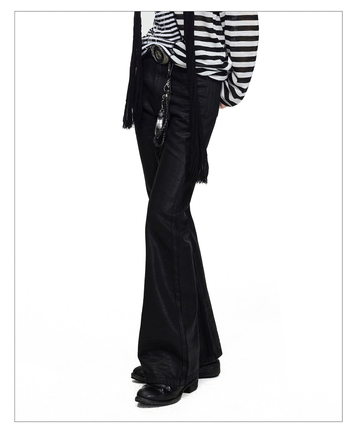 Matte-Wax Finish Skinny Denim Pants