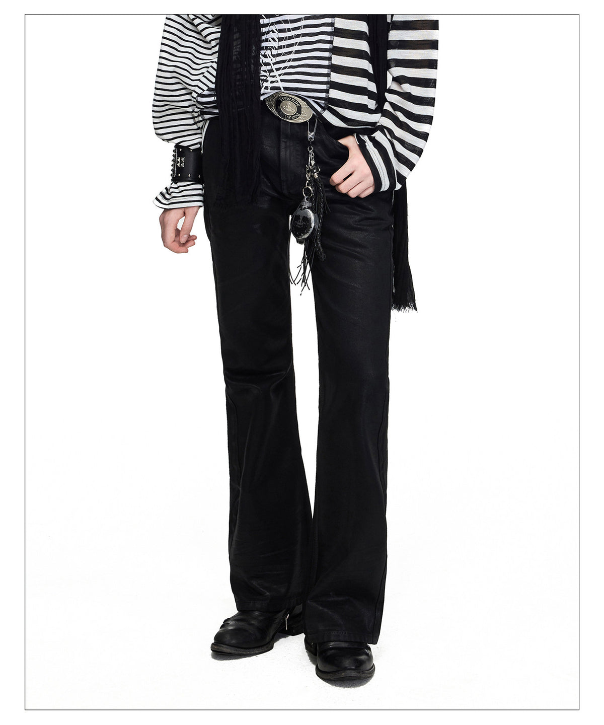 Matte-Wax Finish Skinny Denim Pants