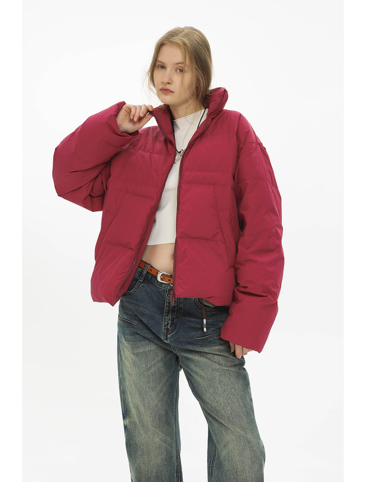 Stand collar cocoon type warm pants down jacket