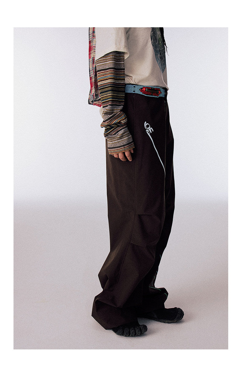 Hand-beaded waistband waterproof casual pants