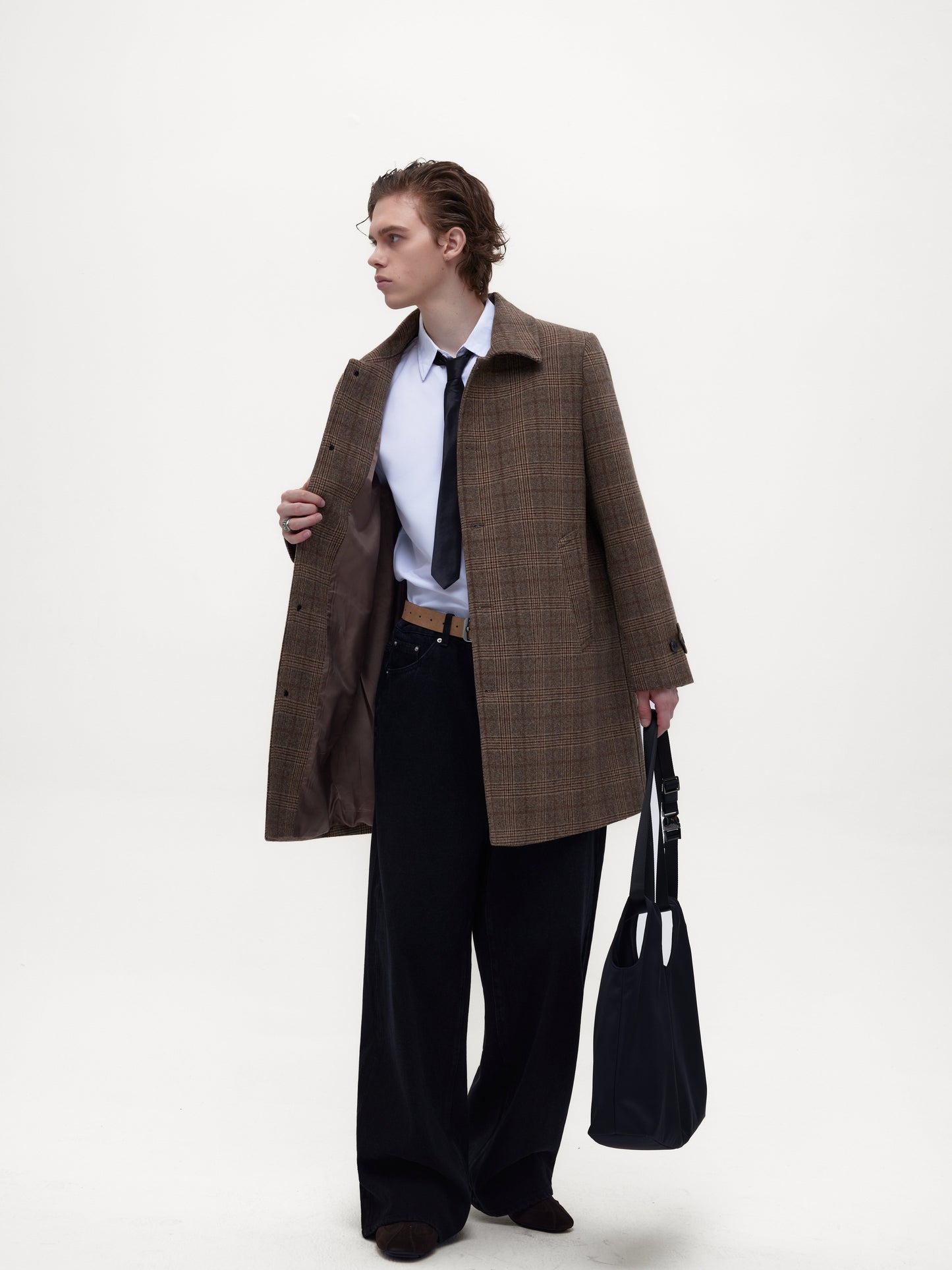 Checkered Mid-Length Coat