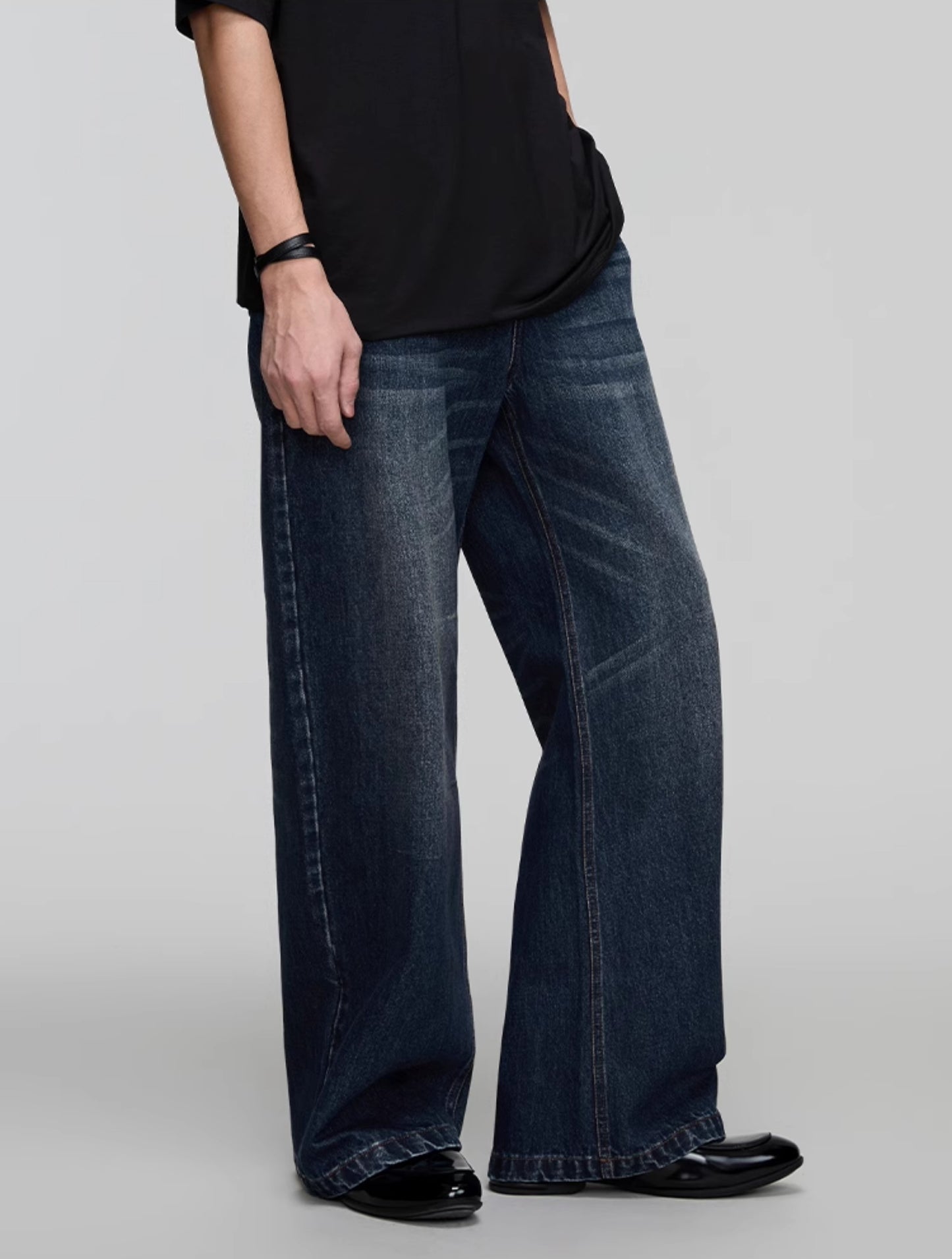 Washed Straight Denim Pants