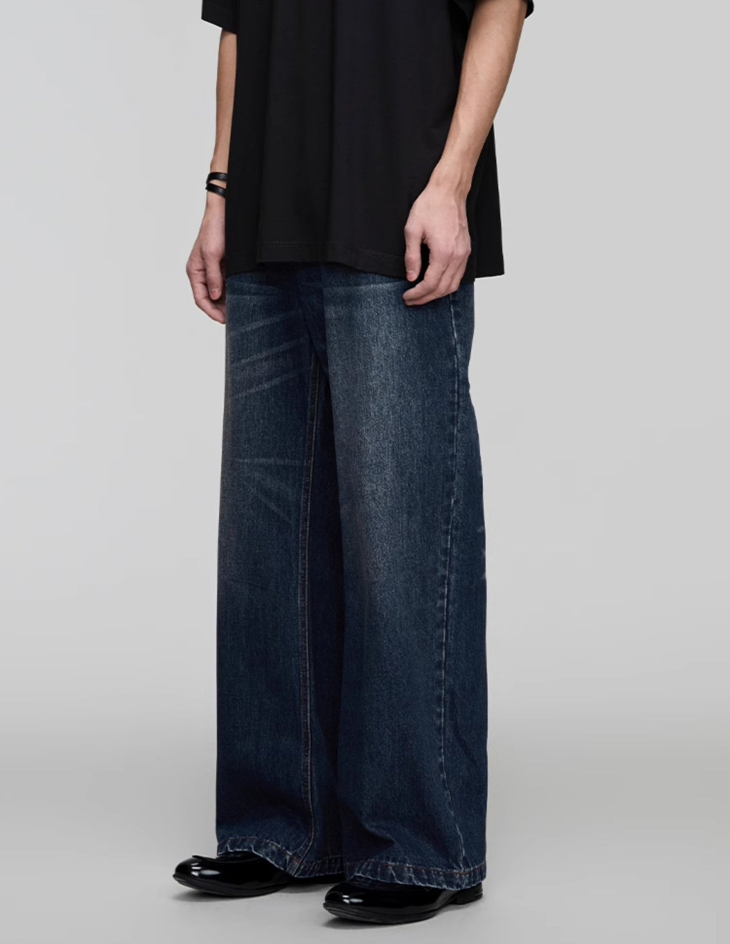 Washed Straight Denim Pants