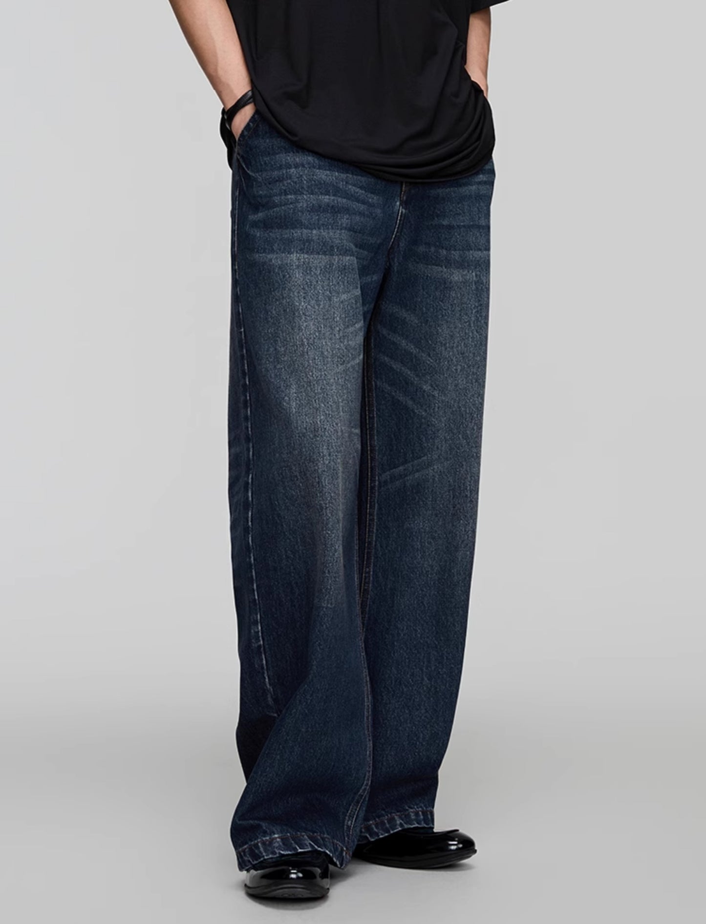 Washed Straight Denim Pants