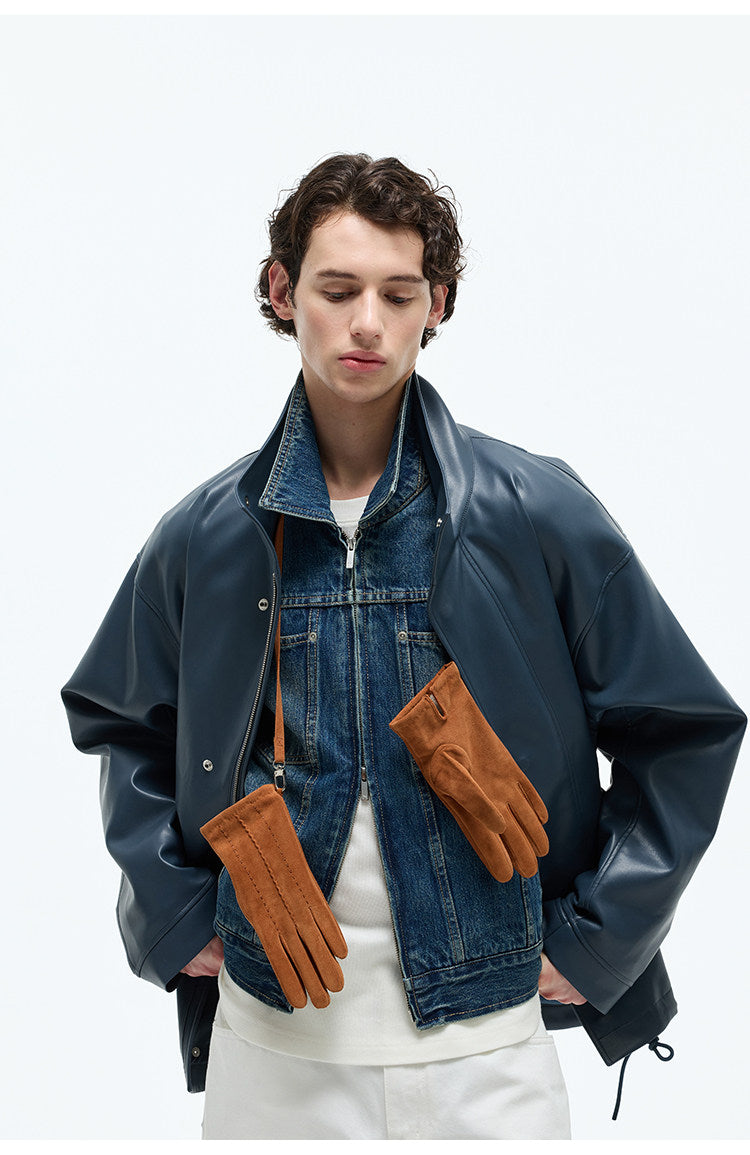 Zip-Up Short Denim Jacket