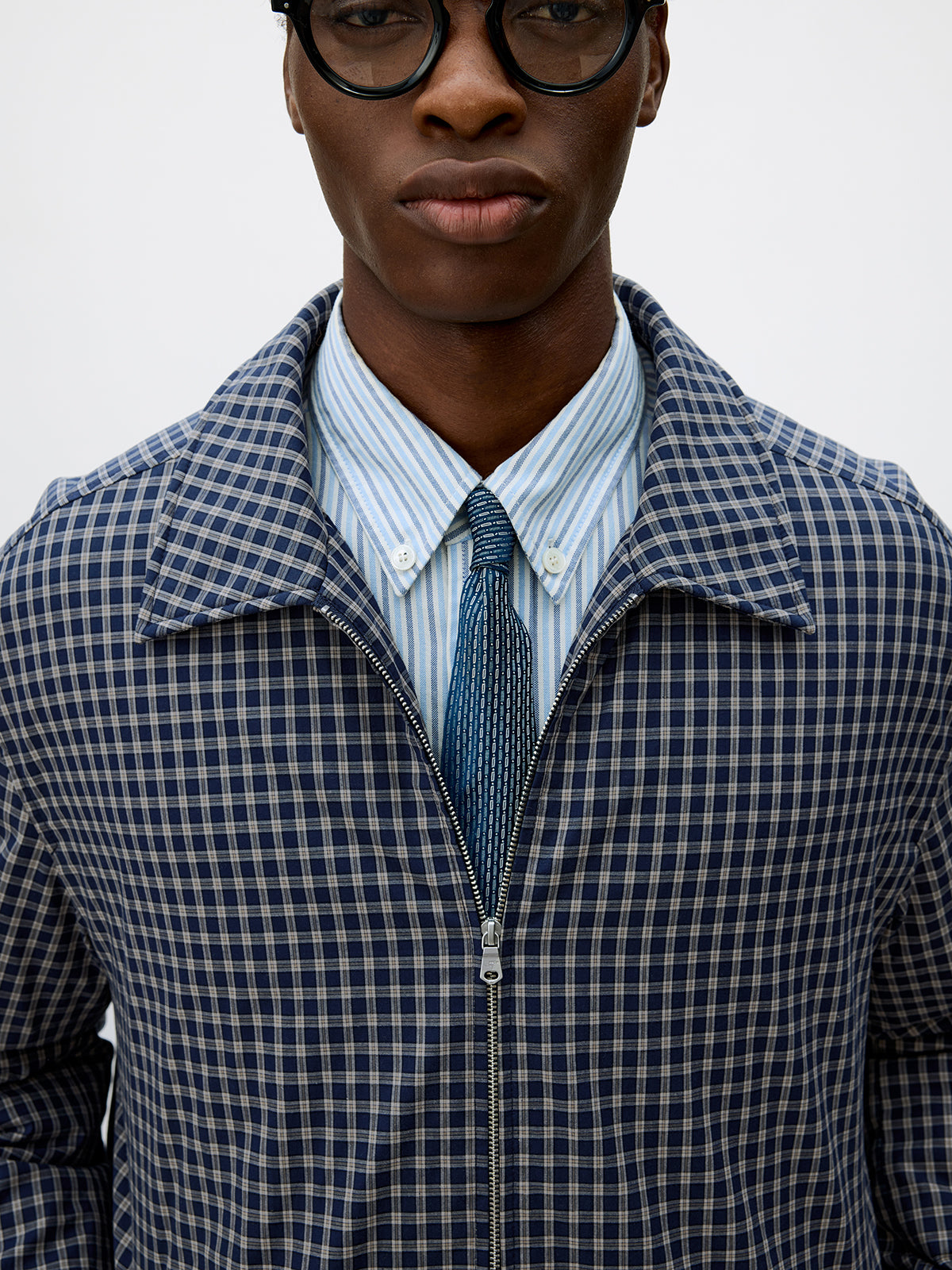 Checkered White Duck Down Jacket