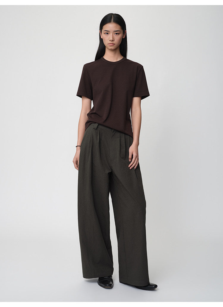 3D Cut A-Line Wide-Leg Pants