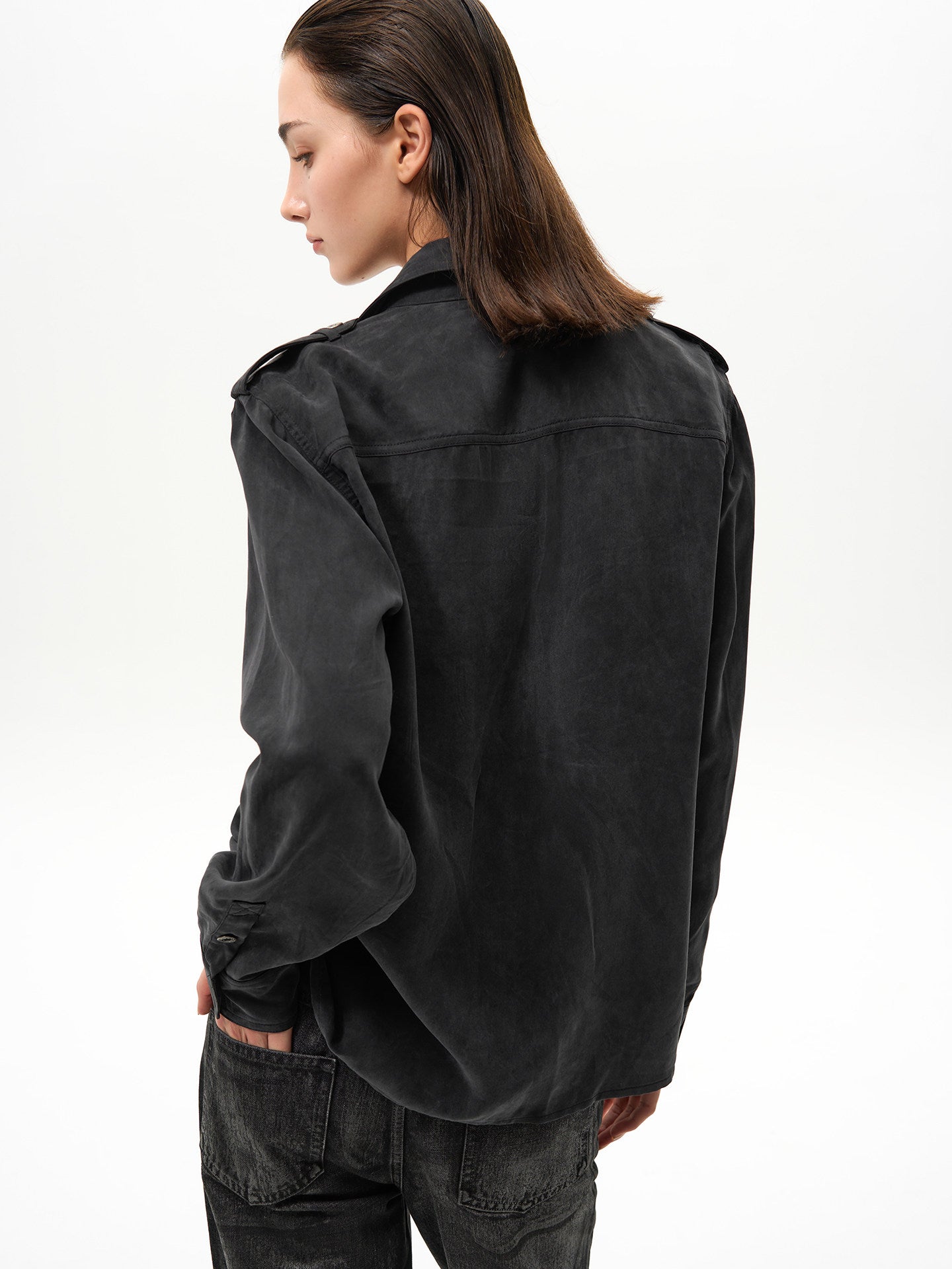 Ribbon Zipper Military Shirt