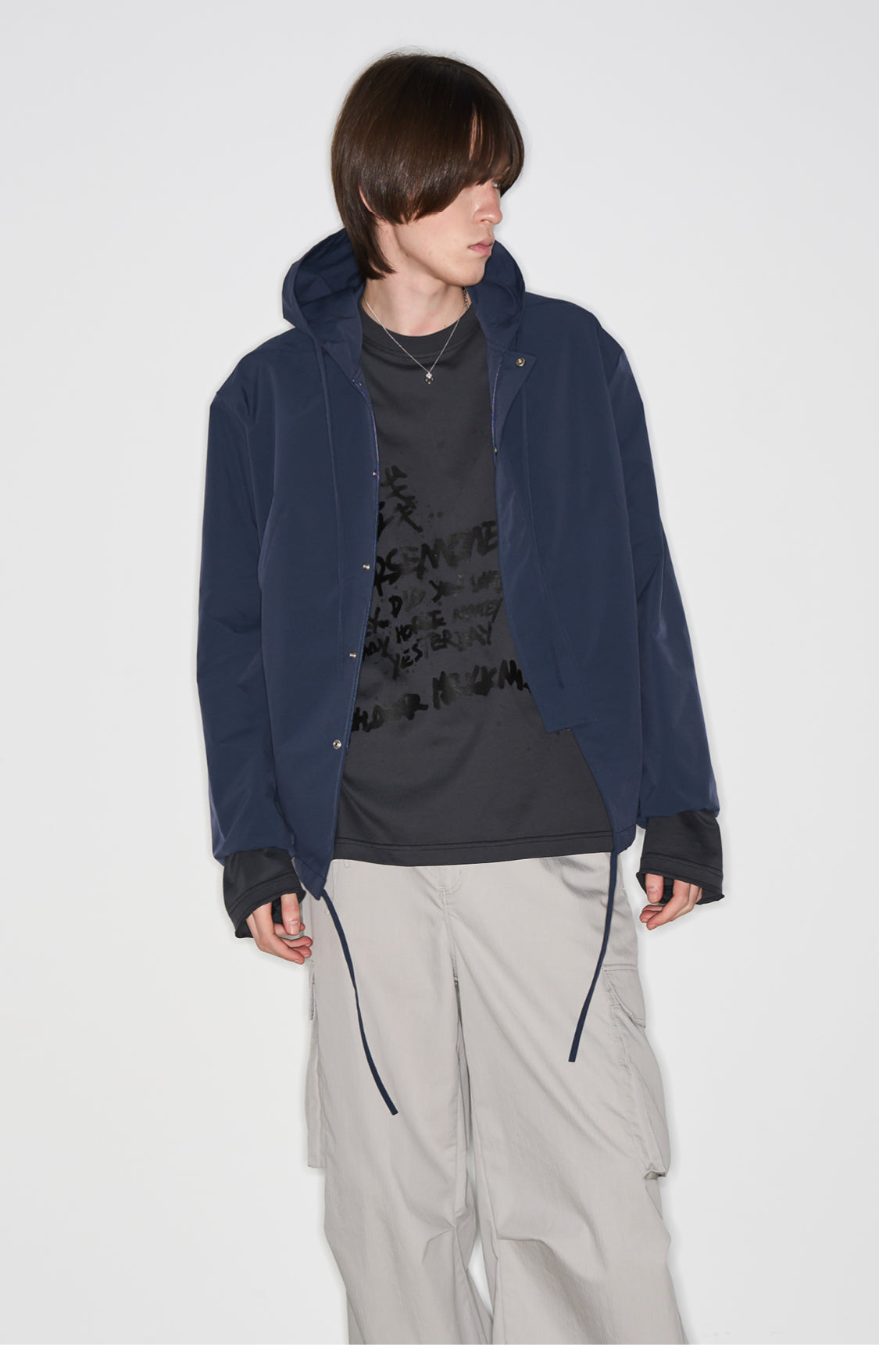 Metal Snap Button Coach Jacket with Hood