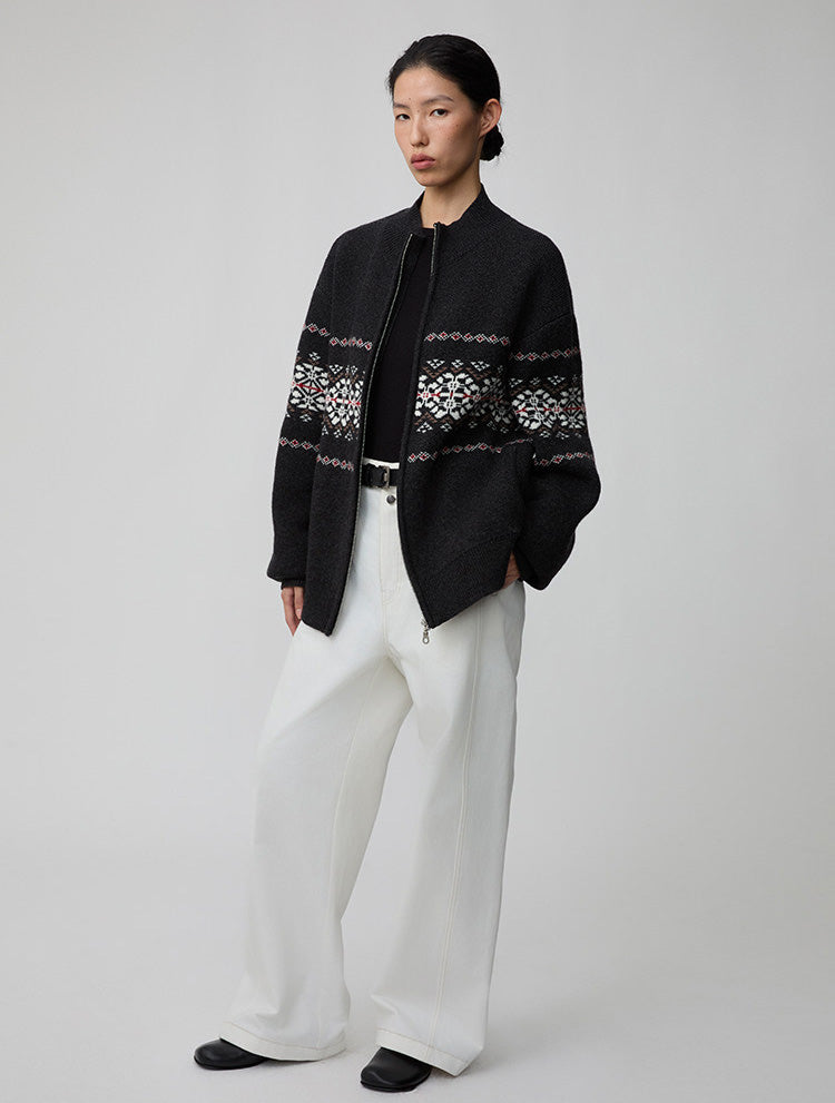 Thick Knit Stand Collar Jacket