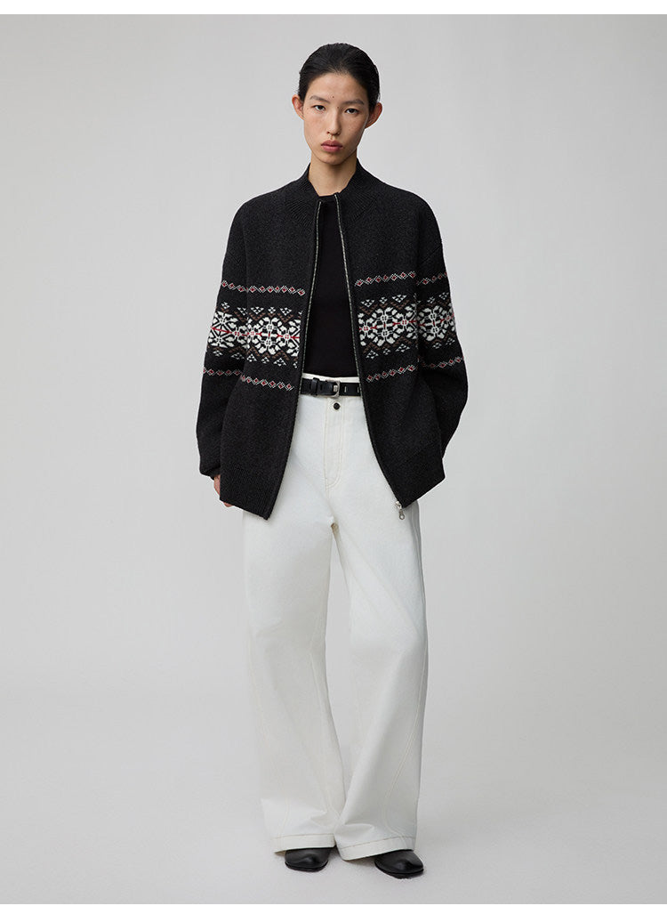 Thick Knit Stand Collar Jacket