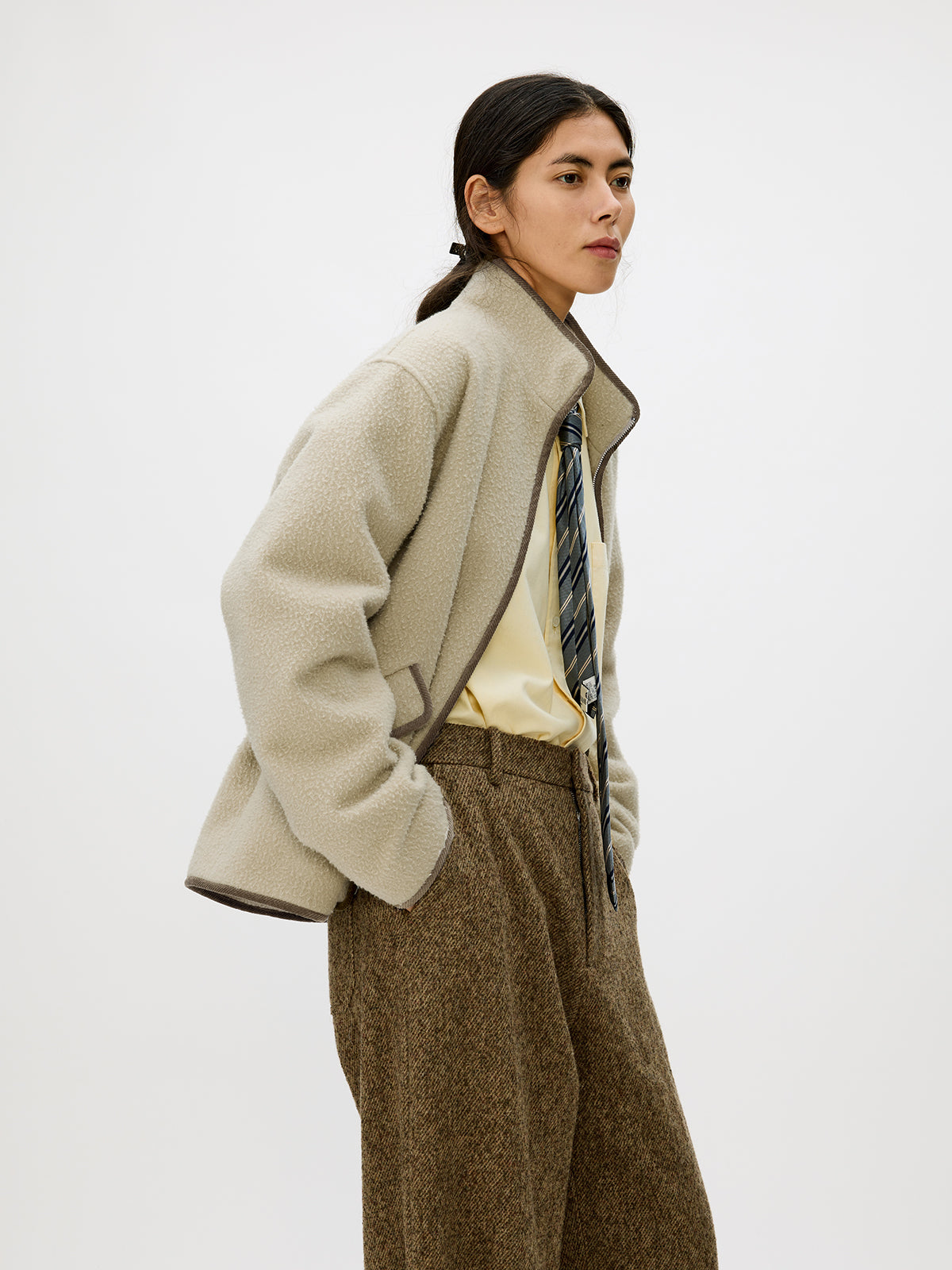 Color Block Zipper Casual Jacket